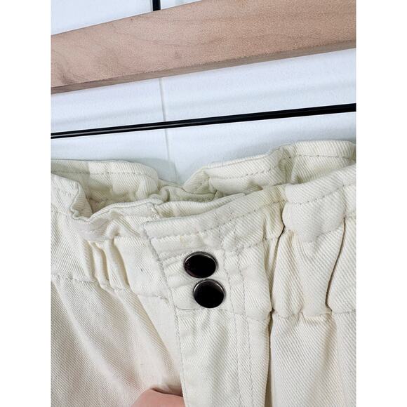 By Together High Rise Paperbag Pants Small Cream Straight Leg - Picture 4 of 11